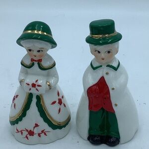 Vintage pair of Holiday Carolers Olde Time Family Bells
